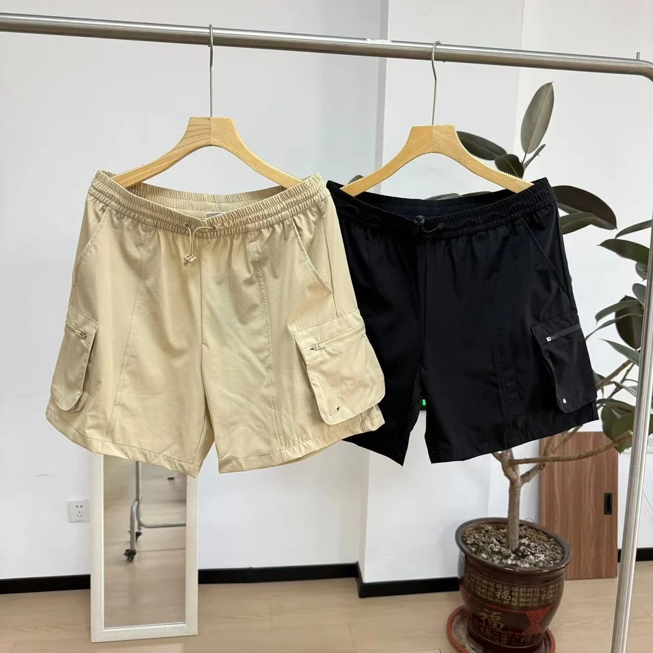 Pantaloncini da Lavoro da Donna a Gamba Dritta, Asciugatura Rapida, Effetto Rinfrescante, Tessuto Multitasche, Vita Naturale, in Fibra di Poliestere