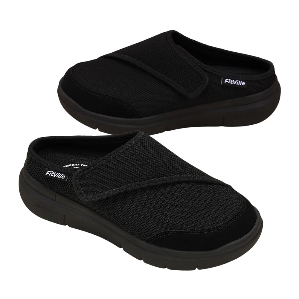 FitVille Pantofole ortopediche da donna Zoccoli larghi foderati in pile con supporto per l'arco plantare Scarpe pediche di recupero Calzature comode e slip-on