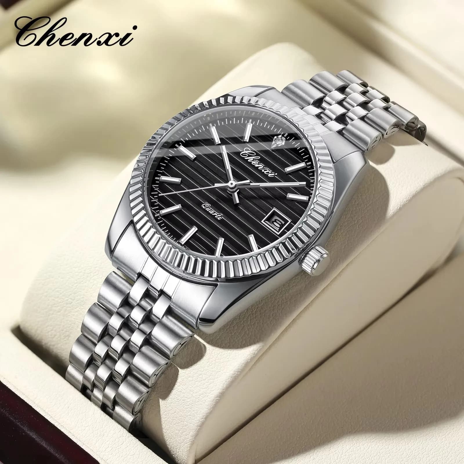 CHENXI 004D Fashionable classic watches for men Waterproof sports wristwatch with stainless steel strap with quartz date