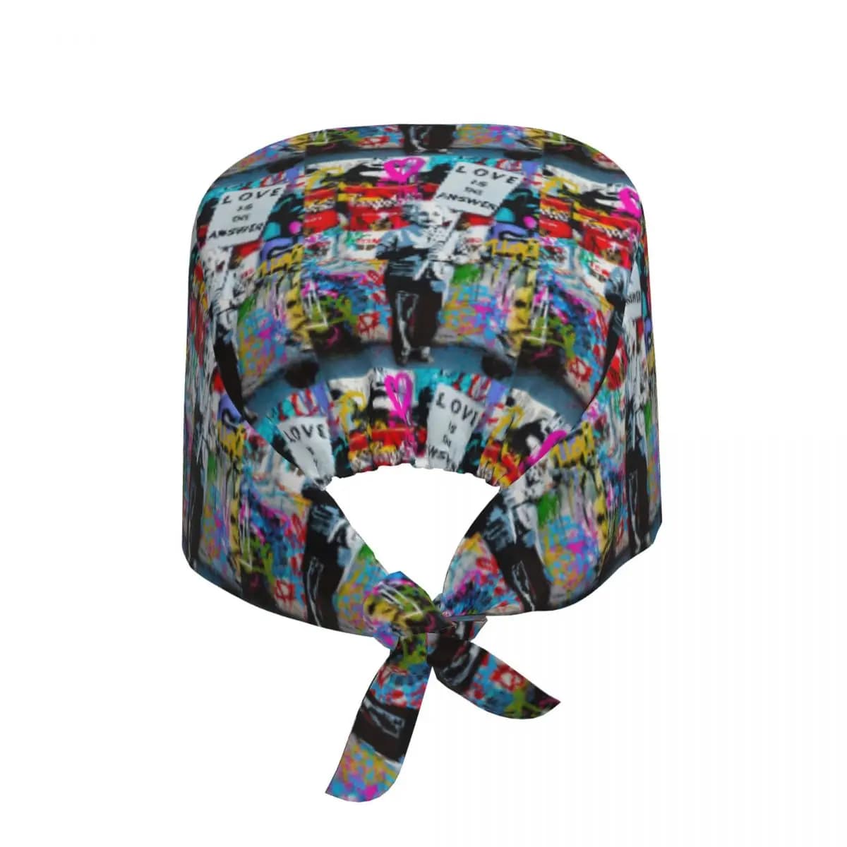 Banksy Love Is The Answer Scrub Hat Doctor Working Surgical Cap Men Women Adjustable Nursing Caps for Dentist