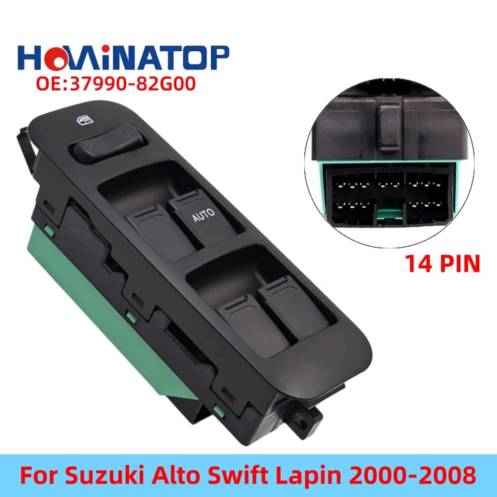 HOWINATOP 37990‑82G00‑P4Z 14Pin RHD Power Window Master Switch Single AUTO For Suzuki Alto Swift Lapin 2000‑2008 OEM Replacement