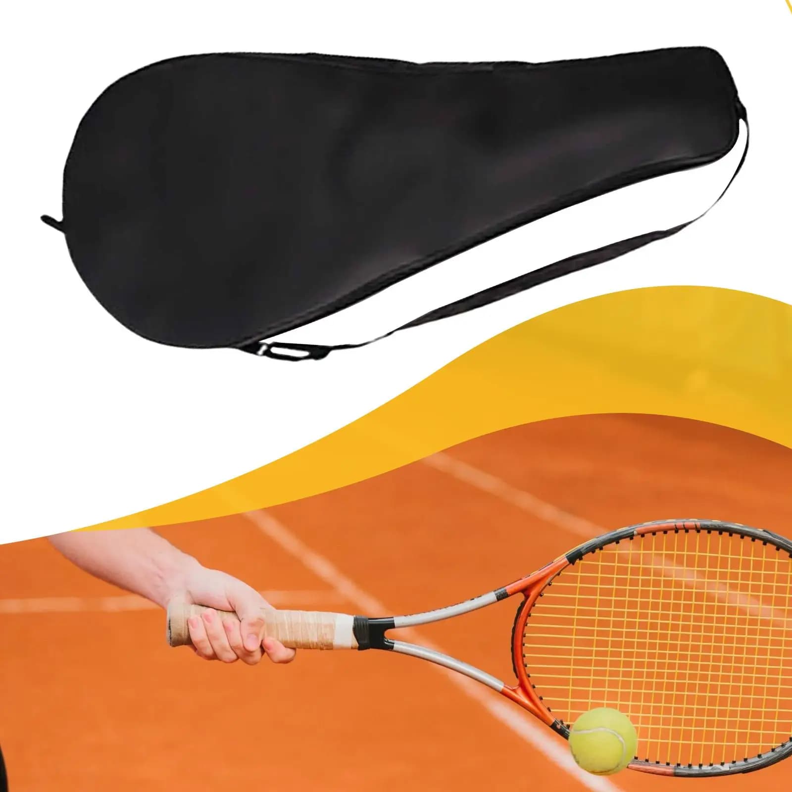 Custodia Organizer per Racchette da Tennis in Tessuto Oxford per Attrezzatura da Badminton con Tracolla
