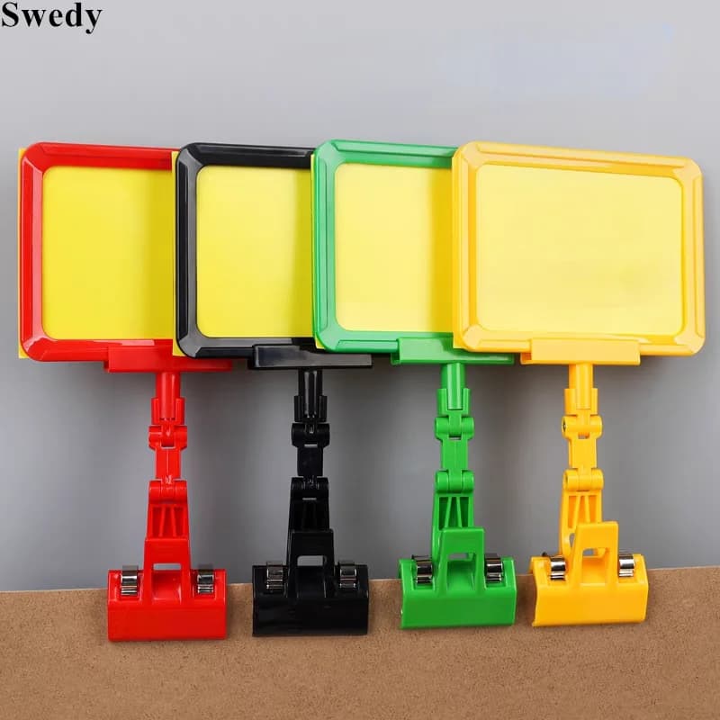 10 Pezzi Portaetichette Girevoli Regolabili A6 per Prezzi, Cartellini in Plastica per Scaffali di Supermercati, Clip POP