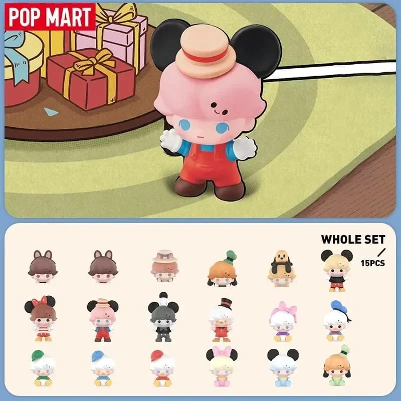POP MART POP BEAN DIMOO WORLD x DISNEY Serie Classica (3 pezzi per confezione) 1 unità/10 pezzi Blind Box Toys Kawaii Anime