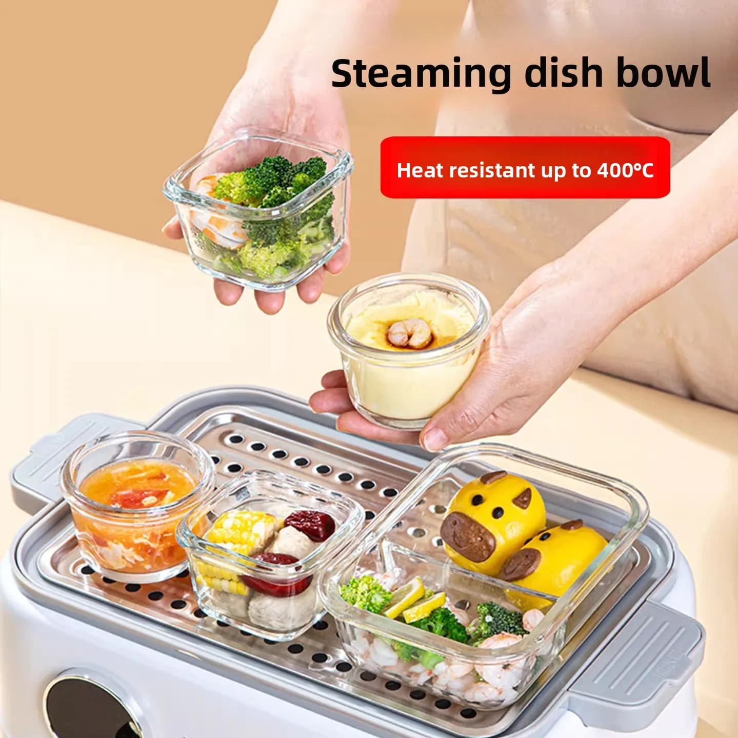Contenitore in Vetro Riscaldabile per Verdure, Scatola per la Conservazione degli Alimenti, Lunch Box per Lavoratori d'Ufficio, Adatto al Microonde...