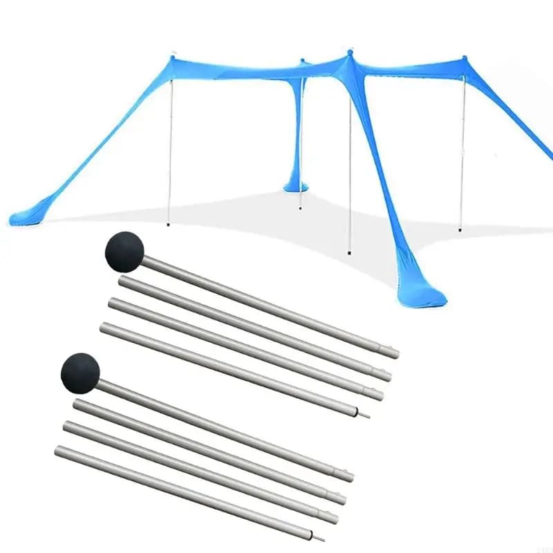 2 pcs pali della tenda spiaggia sostituzione pieghevole a baldacchino leggero pali da sole da esterno regolabile
