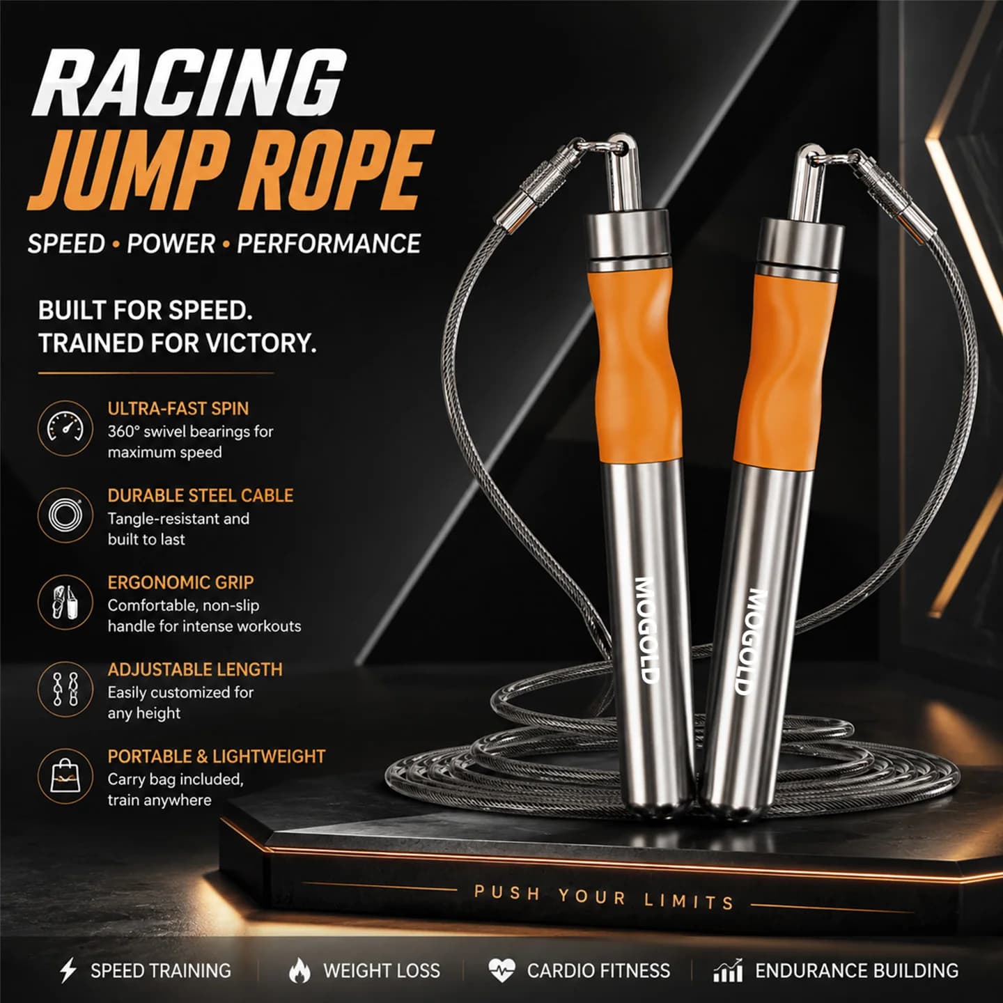 Fitness Jumping Rope, Anti-Brink Running Rope, Aluminum Alloy Handle, Design With Buckle Can Change Different Weight Rope 3.0-5.0