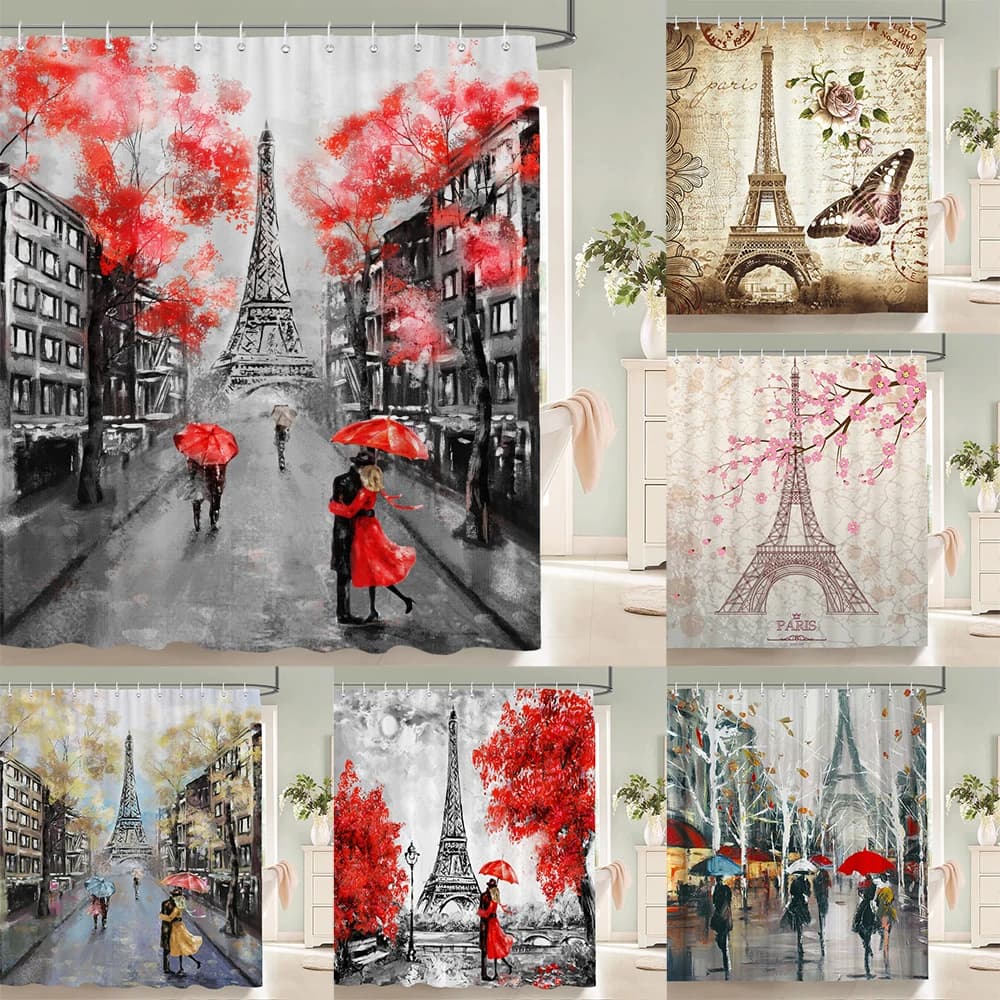 Parigi Torre di Parigi Paesaggio Tende da Doccia Bagno Vasca Da Bagno Impermeabile Tenda Tessuto In Poliestere Vasca Da Bagno Curtain 180*180cm