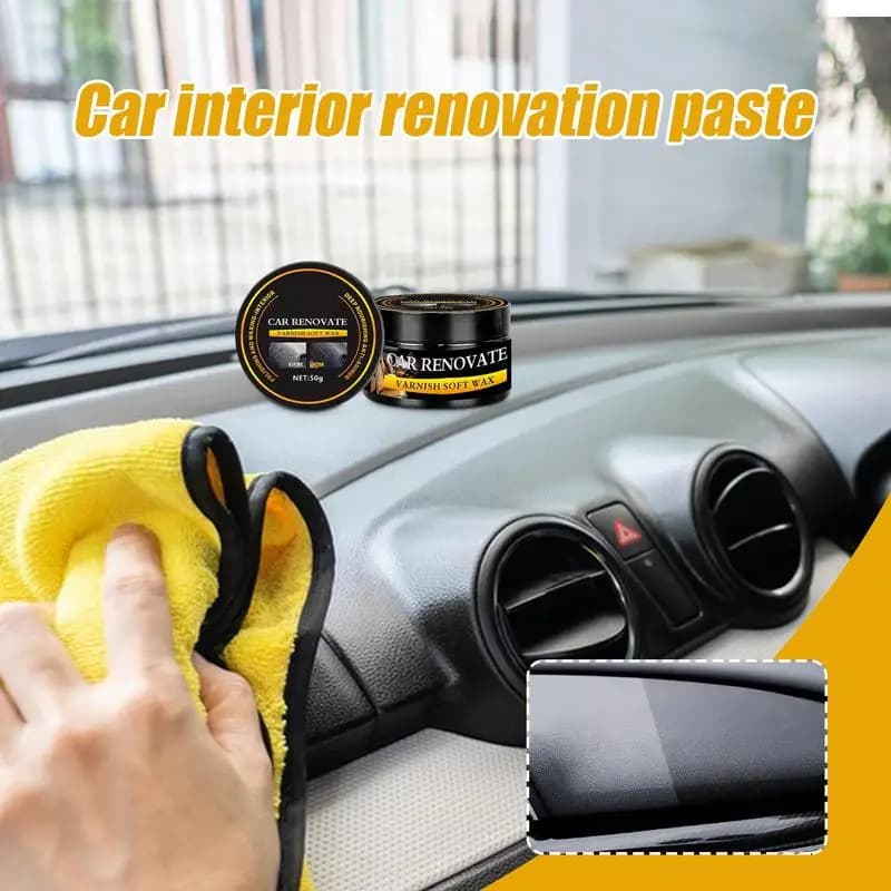 Pasta per auto Cera per manutenzione sedili in pelle 50g Pasta per ristrutturazione lucida con spugna Resistente al calore Cura degli interni automobilistici