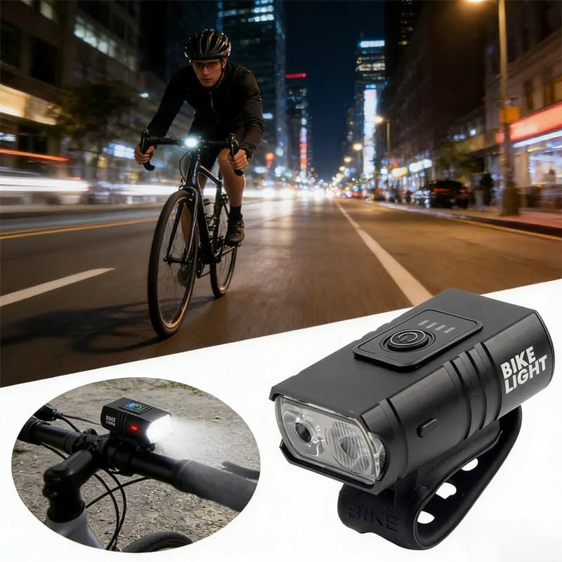 LED Bicycle Front Light Resistant and Waterproof, USB-C Rechargeable, MTB and Road Bike Light, Easy to Install, HD Cycling Accessories