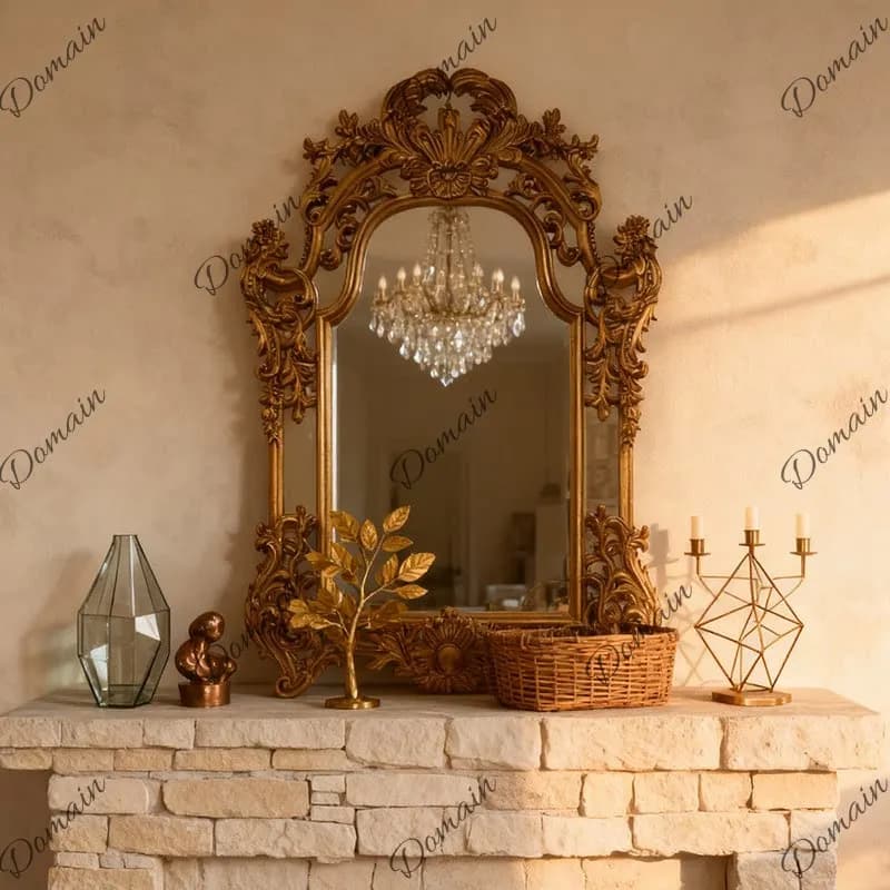 vanity mirror antique bedroom makeup wall-mounted antique mirror desktop American European retro large bathroom mirror