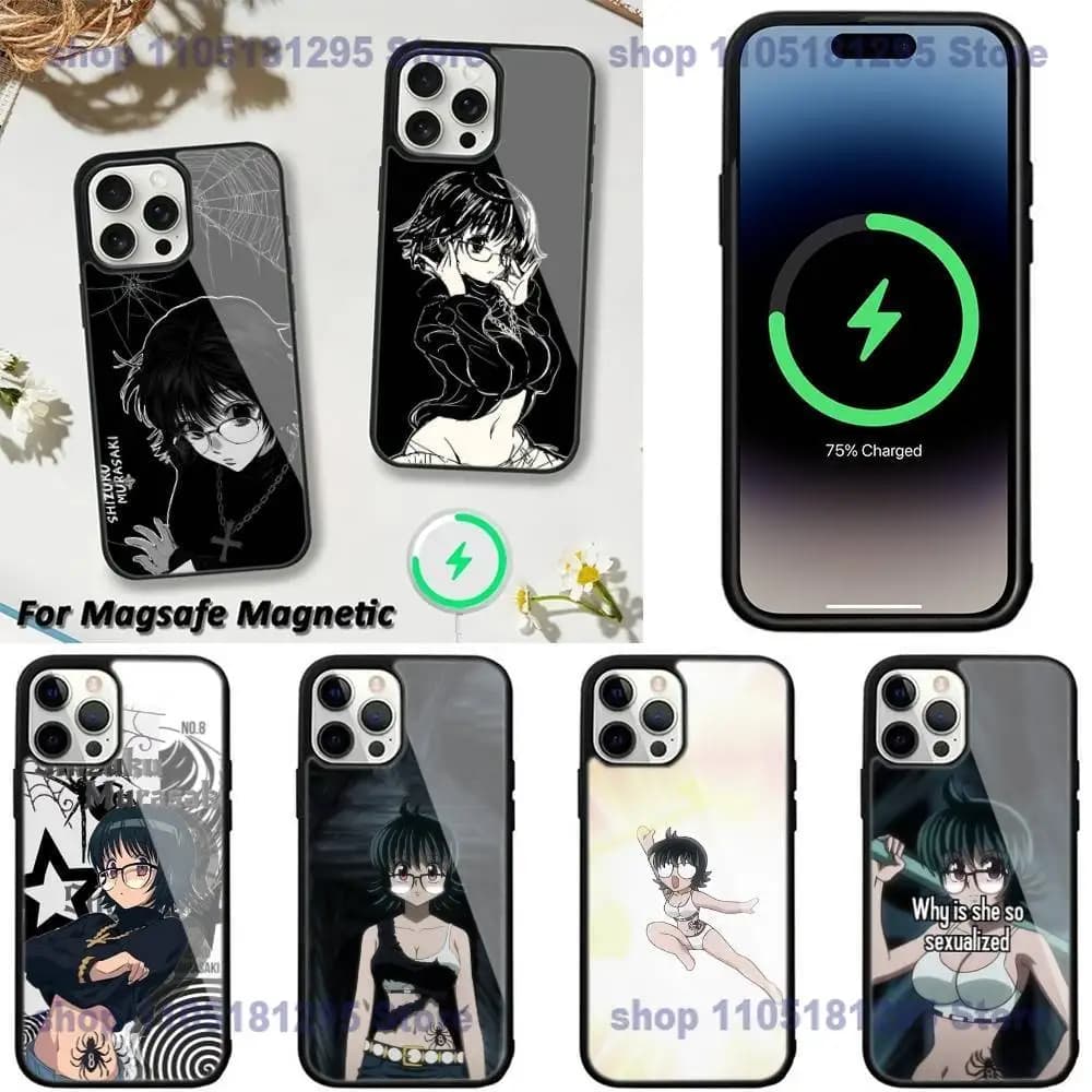 Custodia per telefono Shizuku Murusaki per iPhone 17,16,15,14,13,12,11,Plus,Pro,Max,Mini Magsafe Ricarica wireless magnetica