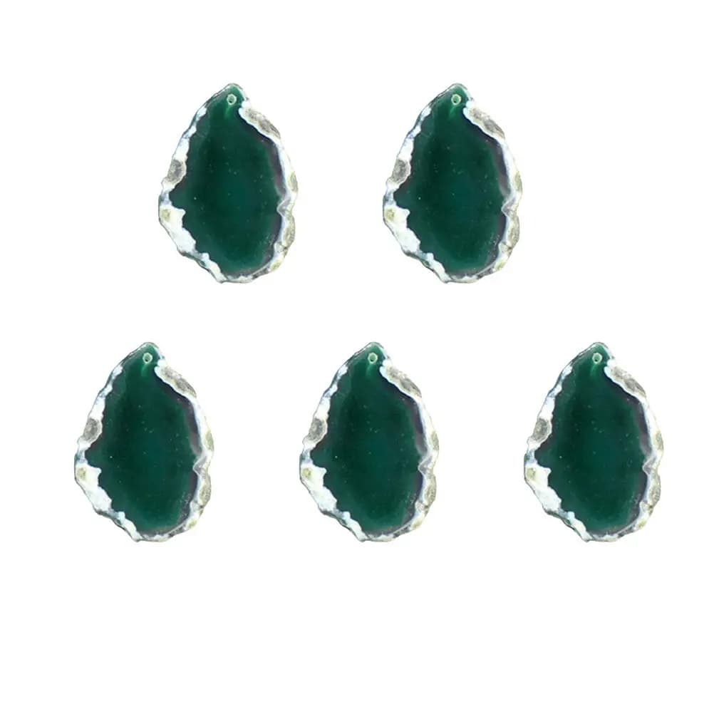 5Pcs Agate Stone Slice Pendants Natural DIY Charm Set for Handmade Necklace Bracelet Dangle Wind Chime Cellphone