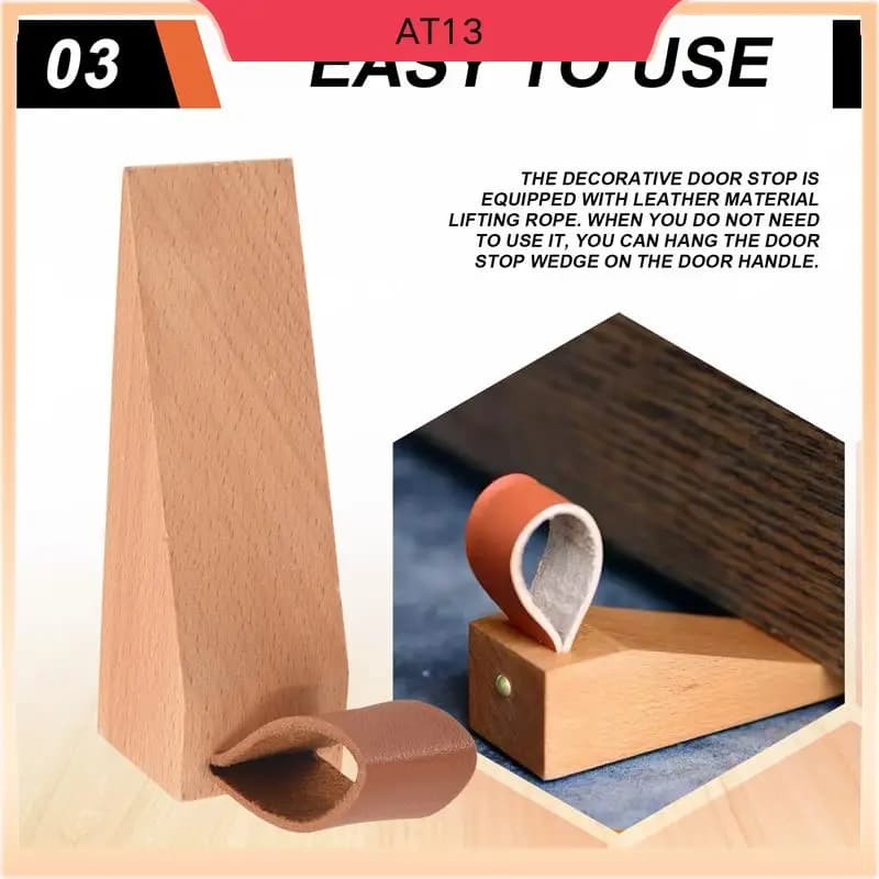 Fermaporta in legno AT13, cunei per porte antiscivolo in legno massello, cuneo fermaporta robusto e durevole, fermaporta di sicurezza (2 pezzi)
