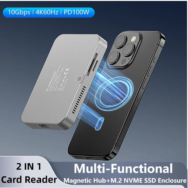 10 Gbps USB-C Magnetic SSD Case Docking Station USB3.2 docking station hub for iPhone 16/16 Pro/iPhone 15/15 Pro