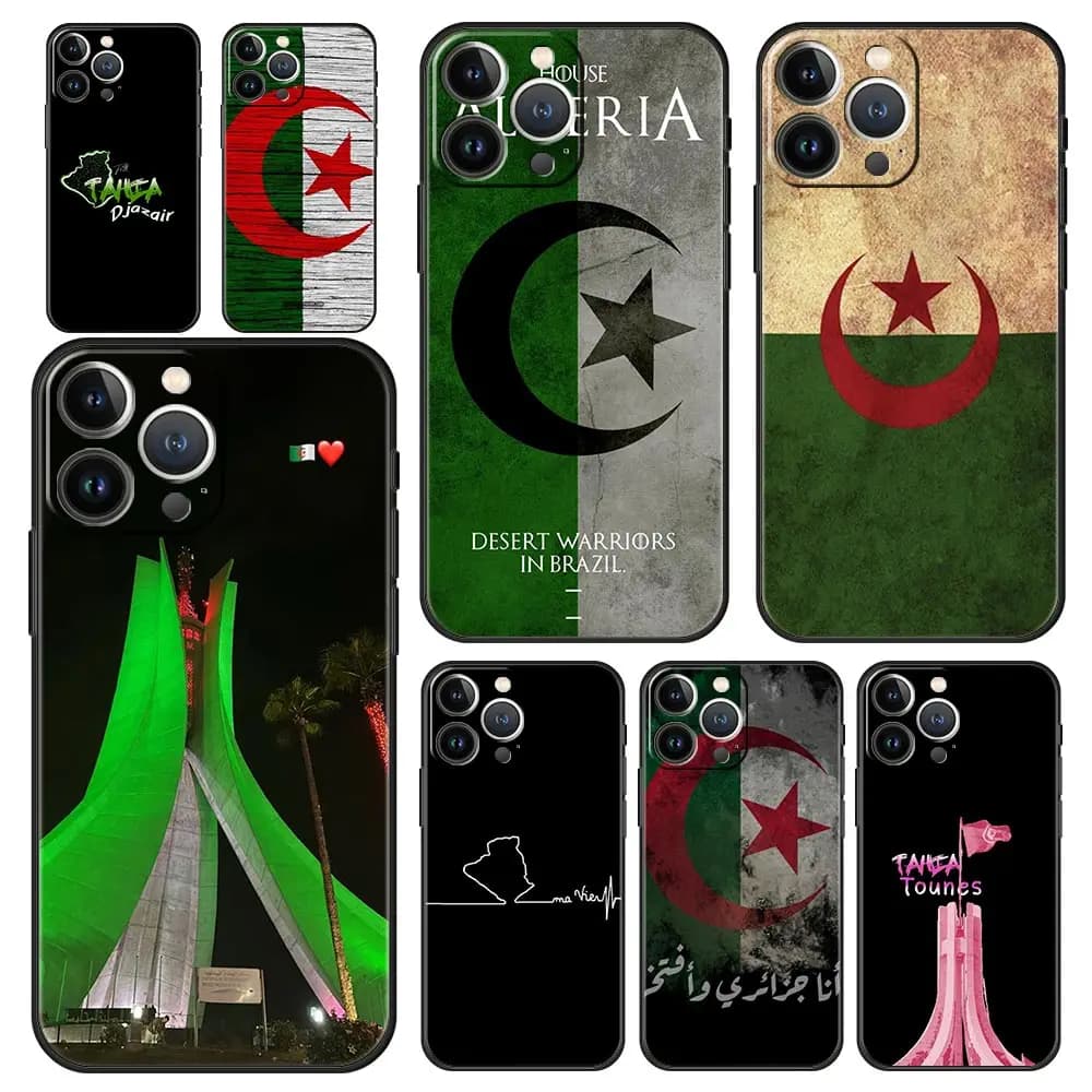 Custodia per iPhone 16 15 14 13 12 11 Pro Max XS X XR SE 7 8 Plus Custodia protettiva Algeria Passaporto iPhone 16e Custodia morbida in TPU