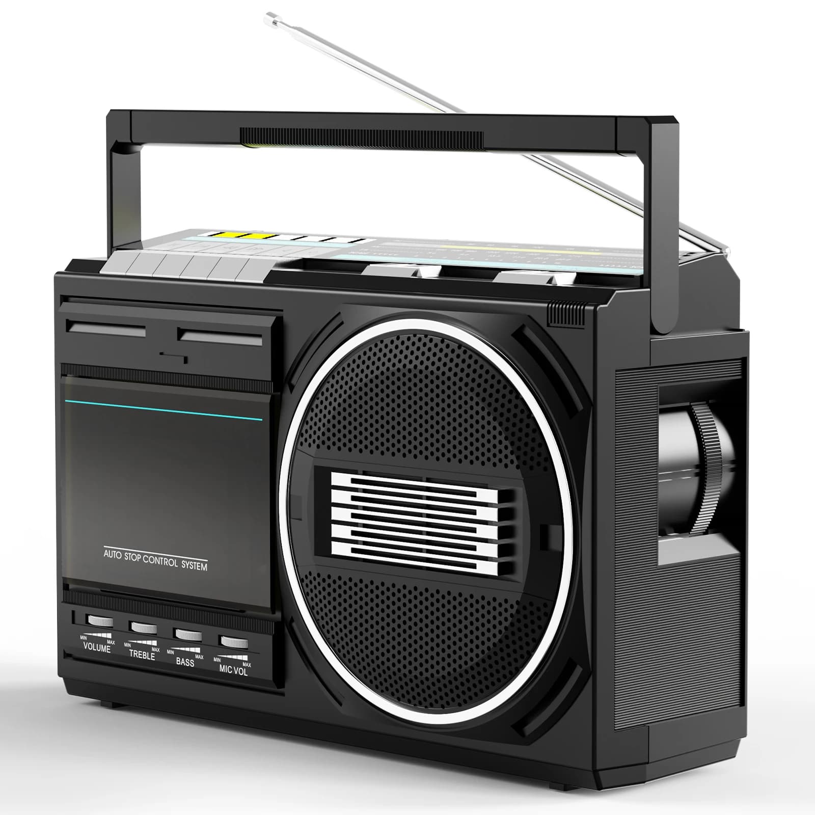Registratore lettore di cassette retrò con radio boombox bluetooth portatili MIC incorporato con convertitore USB a nastro Alimentazione AC DC