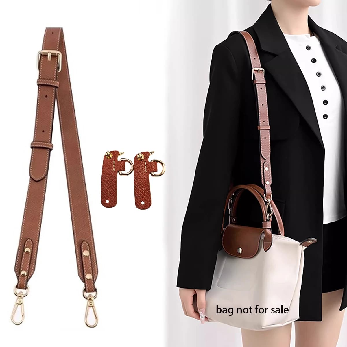 Leather bag shoulder strap for Longchamp Terra Edit small bag with short handle without bag accessories with shoulder strap