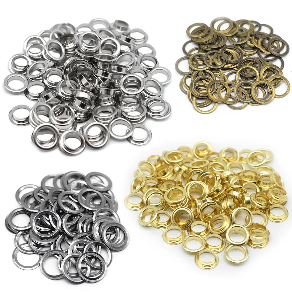 100 Set Occhielli in metallo Occhiello LeatherCraft Shoses Cintura 3.5-14mm Scrapbooking Occhiello per Cucire Abbigliamento Accessori All'ingrosso