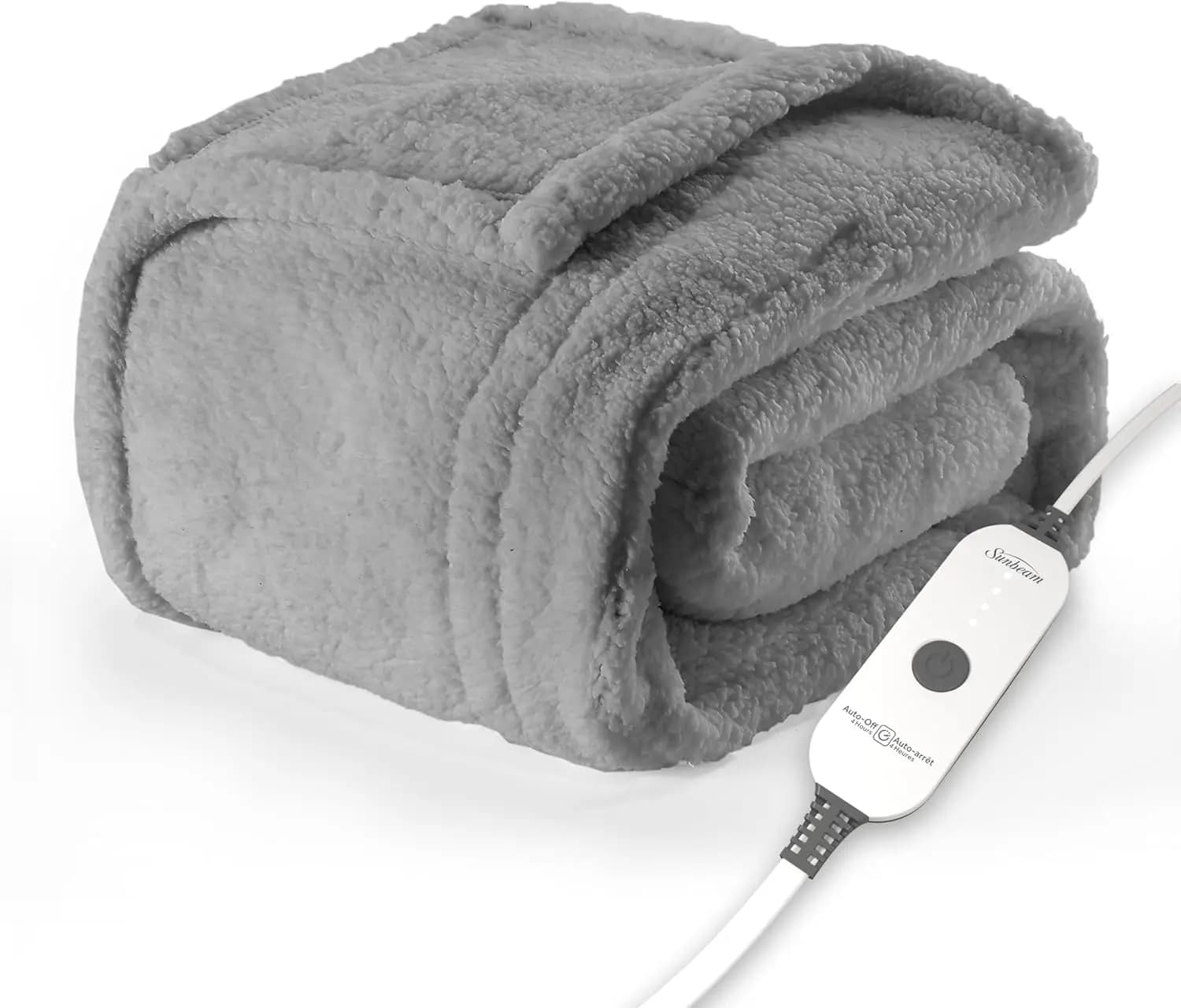 Coperta elettrica riscaldata con tasche sui piedi, 4 impostazioni di calore e spegnimento automatico, grigia, 50x60 pollici