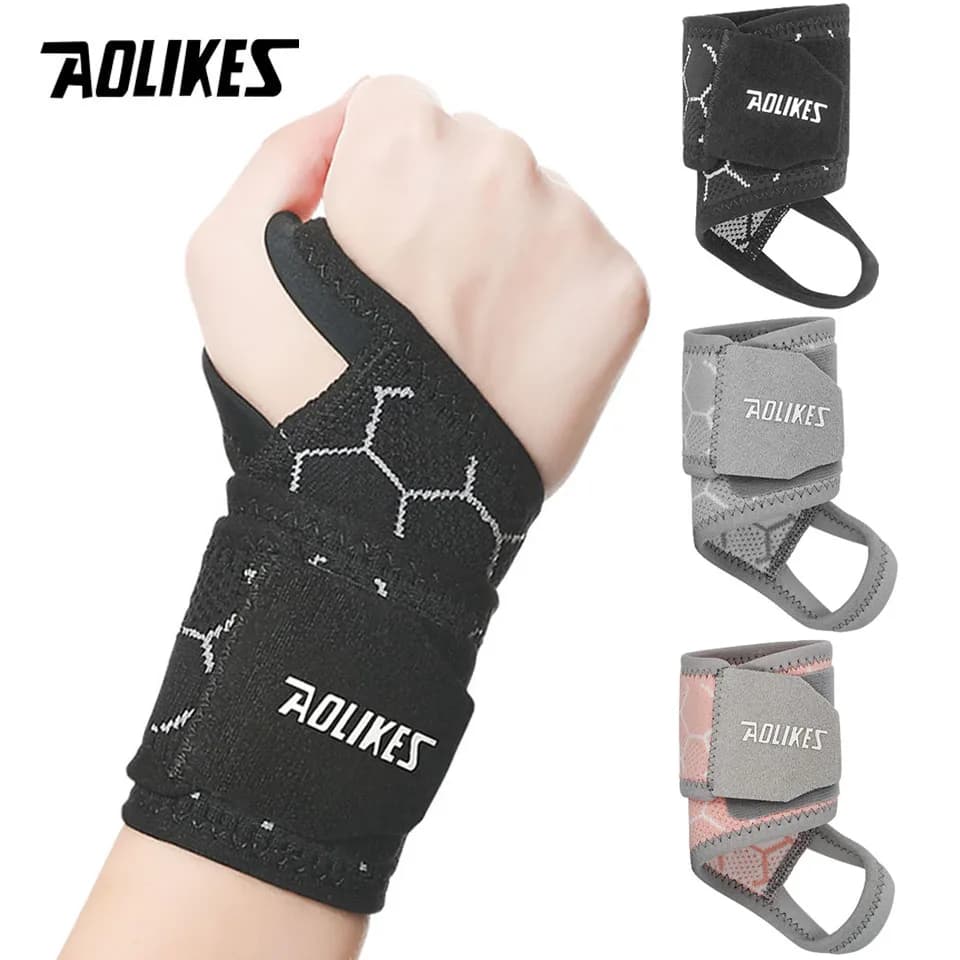 AOLIKES 1PCS Supporto per polso a compressione Tutore per polso elastico regolabile Supporto per polso per uomini e donne, sport, sollevamento pesi