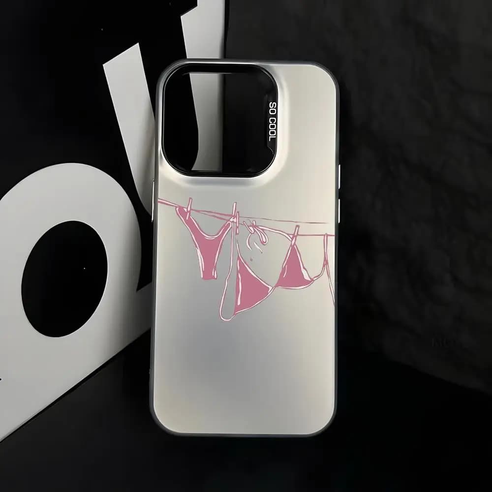 Summer bikini beach cute cartoon pattern Phone Case Magnetic IMD Colorful Silver case for iPhone 17 16 15 14 13 12 Pro Max