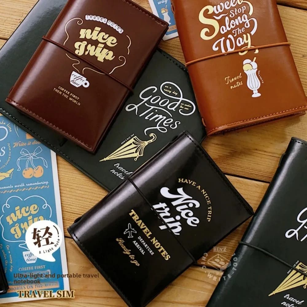 Fromthenon Retro TN Travelers Notebook Ultra-light Portable Refillable Travel Journal PU Leather Notebook with Elastic Band