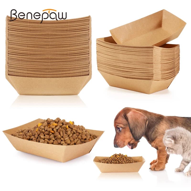 Benepaw mangiatoia per cani usa e getta ciotola per animali domestici ecologica comoda vassoio per alimenti in carta ciotole per l'acqua per cuccioli 100 pezzi