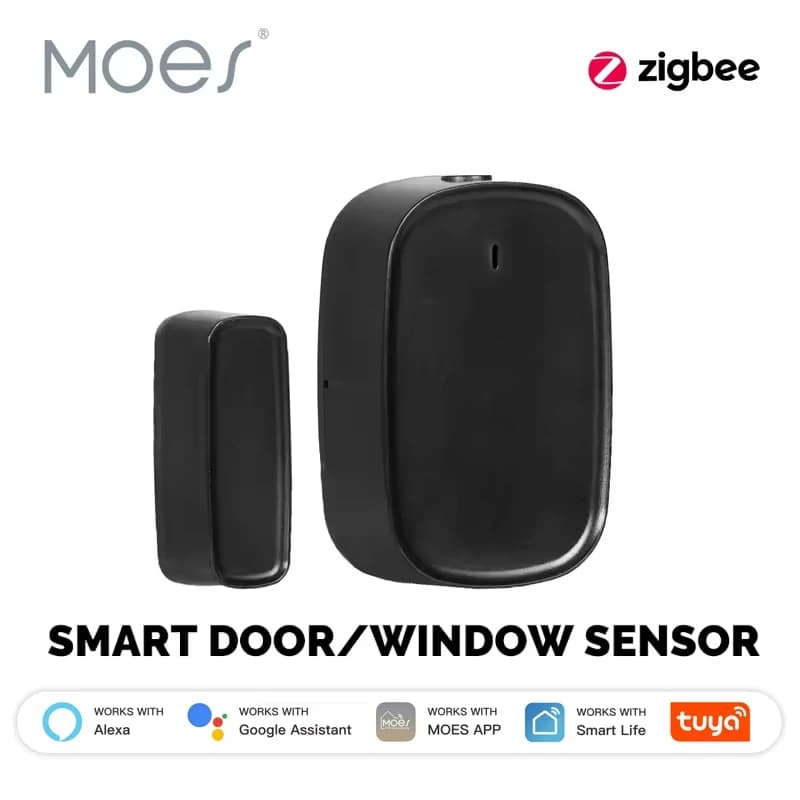 Sensore per Porte e Finestre MOES Tuya ZigBee, Sistema di Allarme per Casa Intelligente, Controllo Remoto tramite App Smart Life