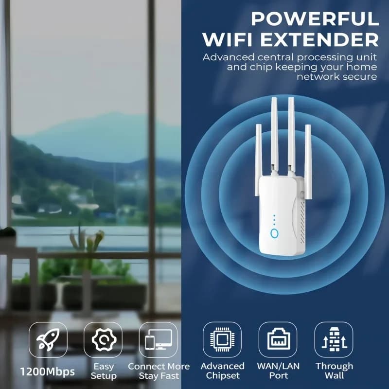 Ripetitore WiFi Dual Band 1200Mbps Estensore di segnale wireless Router 2.4G 5GHz Amplificatore Wi-Fi Amplificatore di segnale a lungo raggio per la casa