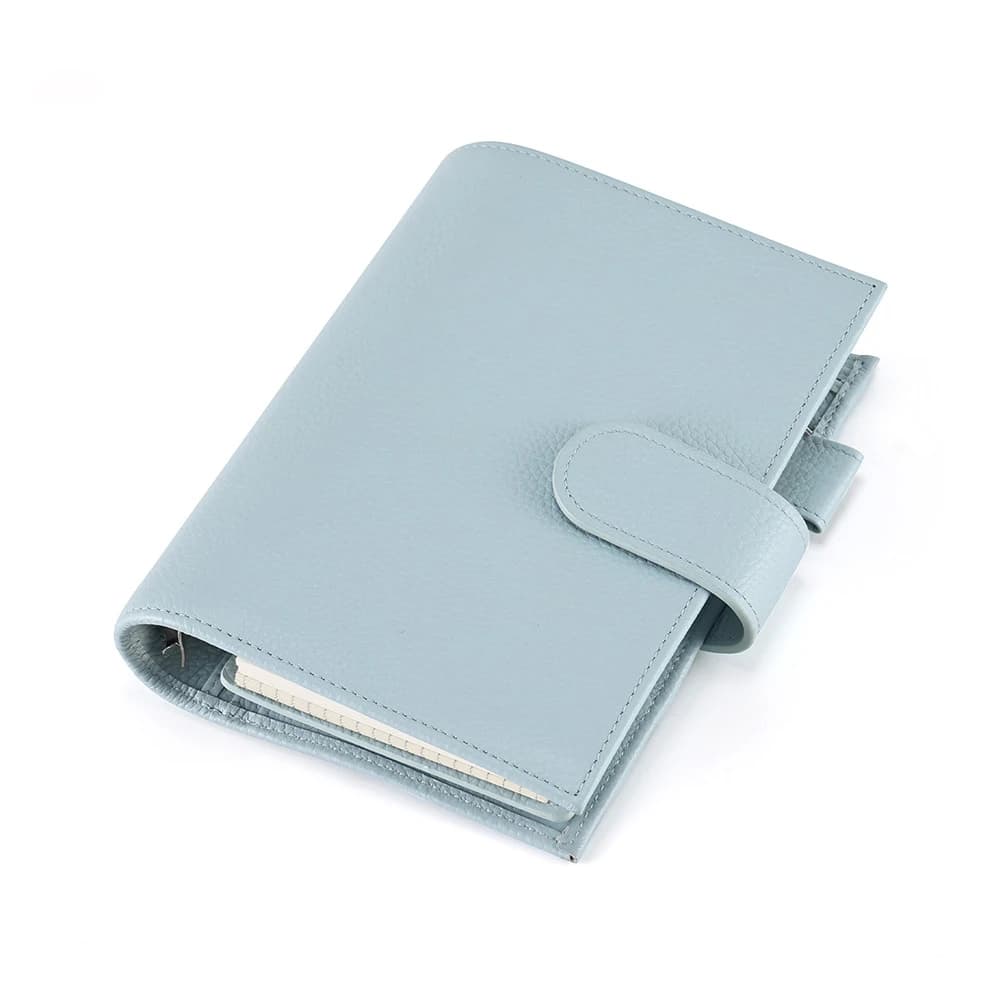 Agenda ad Anelli A6 2026 NUOVA, 30mm, in Pelle Pieno Fiore, Motivo a Ciottoli, Blu Chiaro, Diario con Raccoglitore, Articoli di Cancelleria