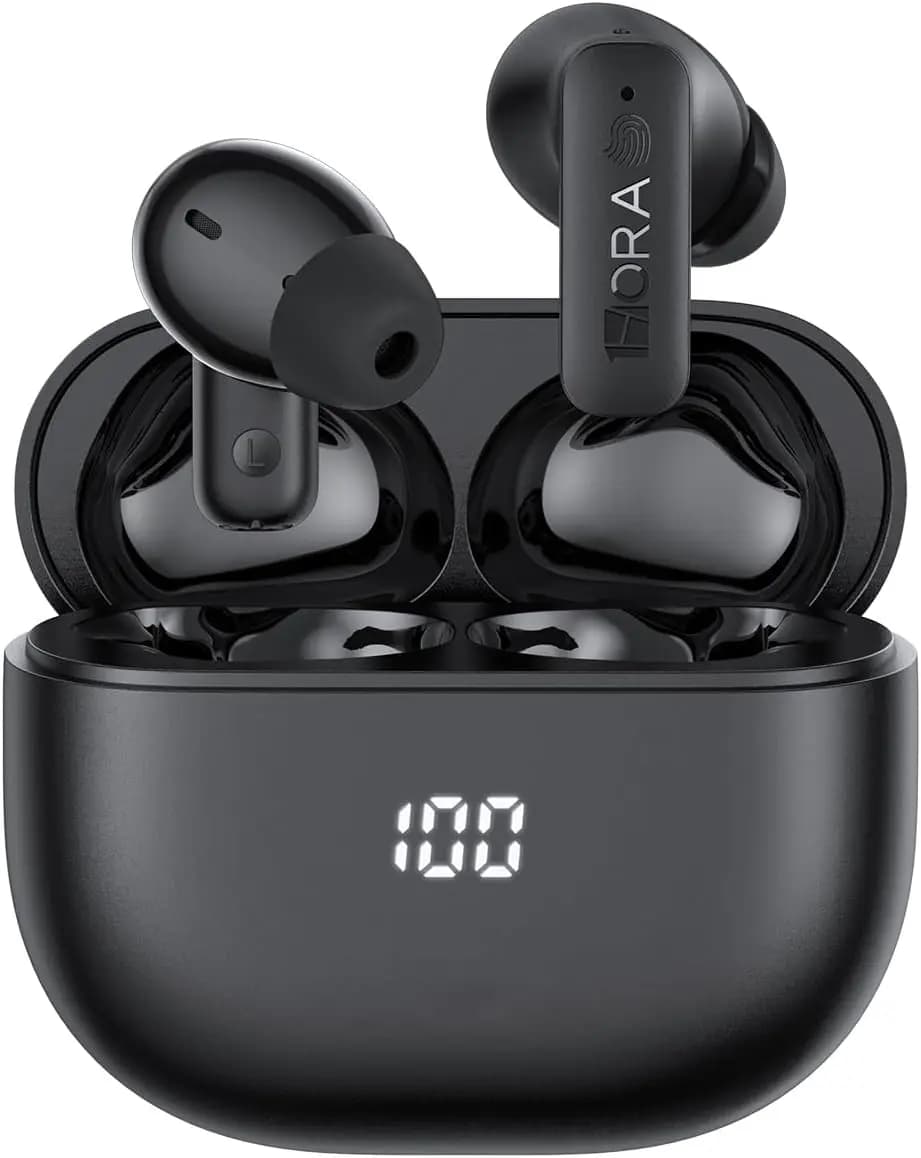 Auricolari Wireless con Cancellazione Attiva del Rumore, Bluetooth 5.4, Display LED, Batteria 24H, per iPhone e Android