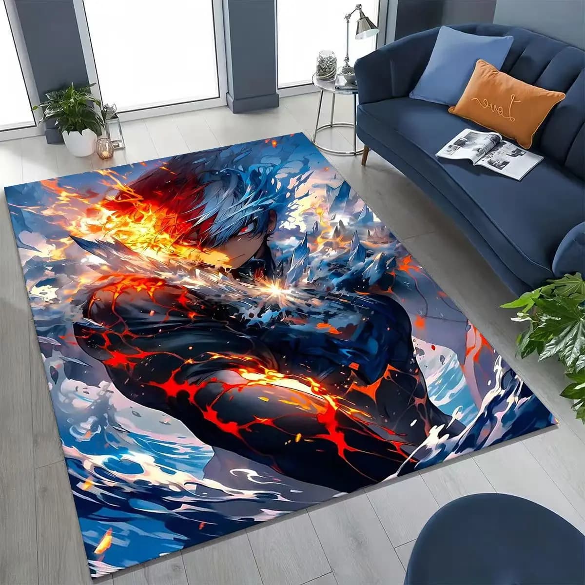 Anime My Hero Academia Deku Katsuki Tappeto Cartoon per camera da letto Soggiorno Divano Decorazione zerbino per la casa, Tappetino antiscivolo per bambini