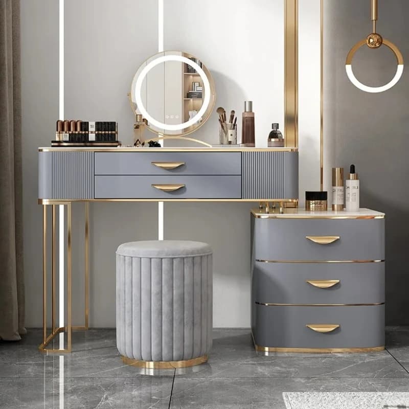 Organizzatore da tavolo da toeletta nordico di lusso da donna Ragazze moderne salvaspazio Vanity Desk Camera da letto Trucco Penteadeira Mobili per la casa