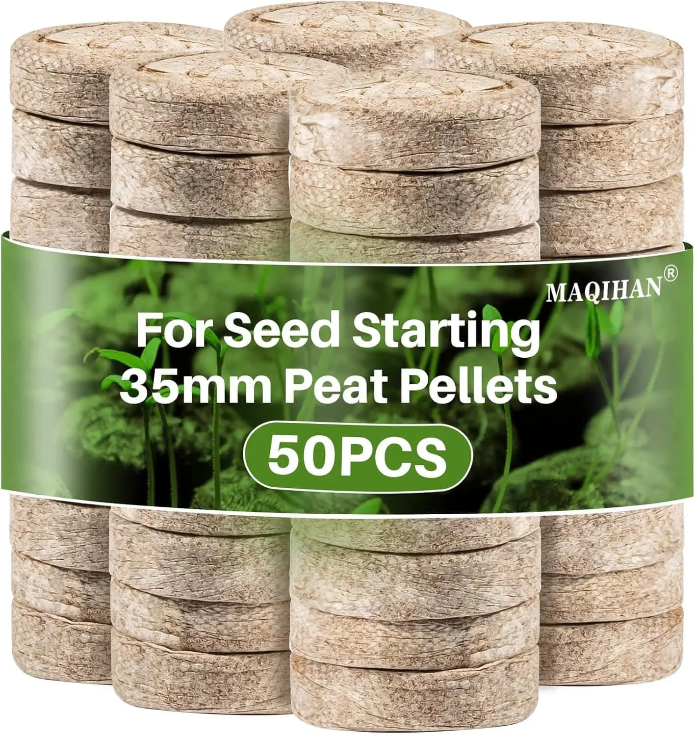 50 Pezzi di Pellet di Torba da 35mm per Semenzai - Capsule per Germinazione, Trapianto e Coltivazione di Verdure e Fiori