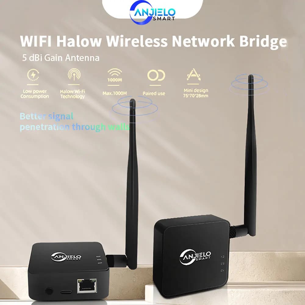 ANJIELO WIFI Halow Bridge Bridge di rete wireless 1KM Extender wireless a lunga distanza con interfaccia TypeC a penetrazione a parete 5dBi