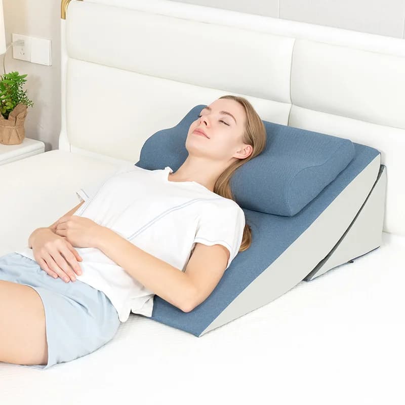 Cuscino in Memory Foam Semi-Reclinabile Anti-Reflusso a Cuneo, Materasso con Supporto Angolare Regolabile per Anziani