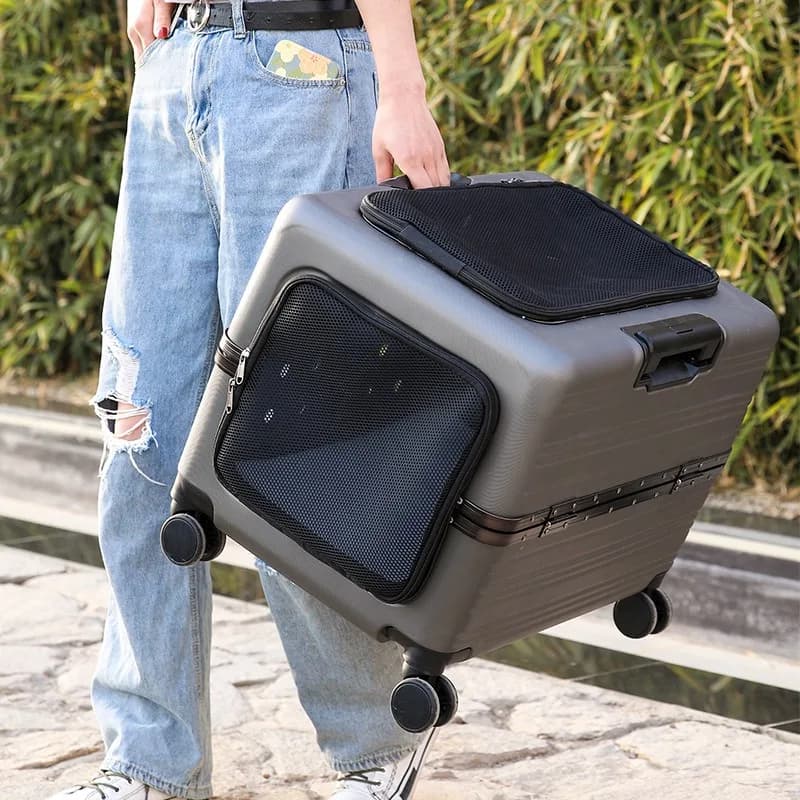 Borsa Trolley per animali domestici custodia per gatti si espande borsa da viaggio per cuccioli trasparente da viaggio con ruote articoli per animali domestici cestino portatile per gatti