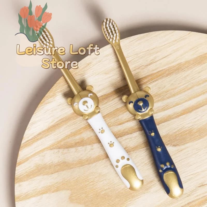 6PCS Children's Cartoon Bear Soft Bristle Toothbrush Lightweight Design Teeth Cleaning Brush for Kids Travel Portable