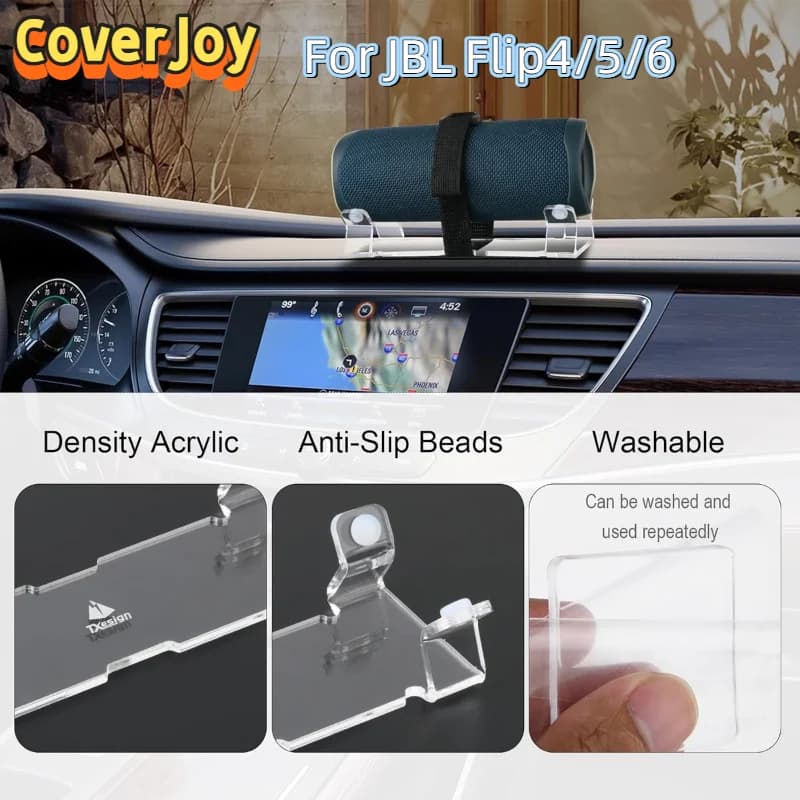 CoverJoy Supporto universale per altoparlante Bluetooth da auto per JBL Flip 4/5/6 Supporto audio per auto lavabile antiscivolo in acrilico portatile