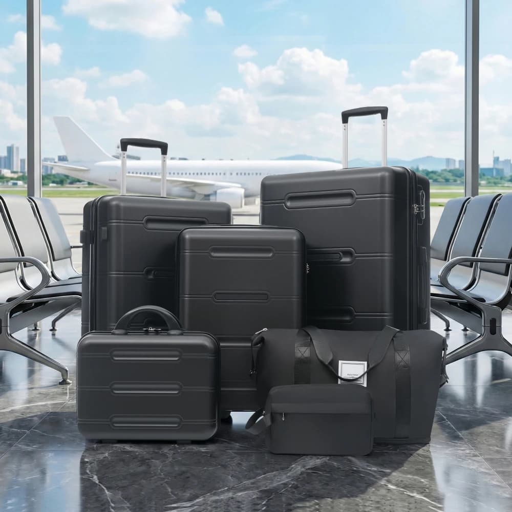 Collezione di Valigie Rigide alla Moda 6 Pezzi, Leggere e Resistenti, con Serratura a Combinazione e Doppie Ruote Girevoli 14"20"24"28"