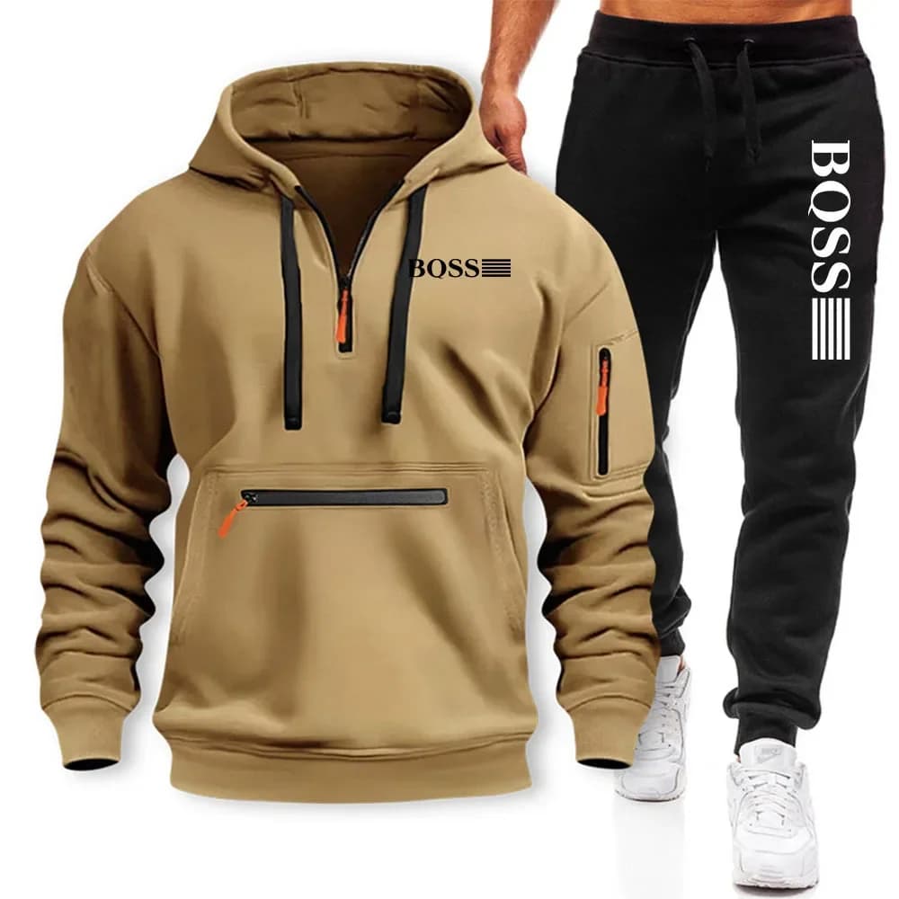 Men's sports complex 2026: hoodie and jogging pants for outdoor fitness and casual winter sports