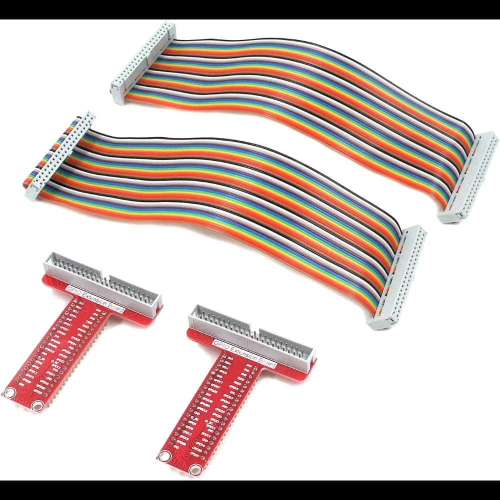 Raspberry Pi GPIO Breakout Expansion Boards with 40-Pin Flat Ribbon Cable and T-Type GPIO Adapter for Raspberry Pi B+