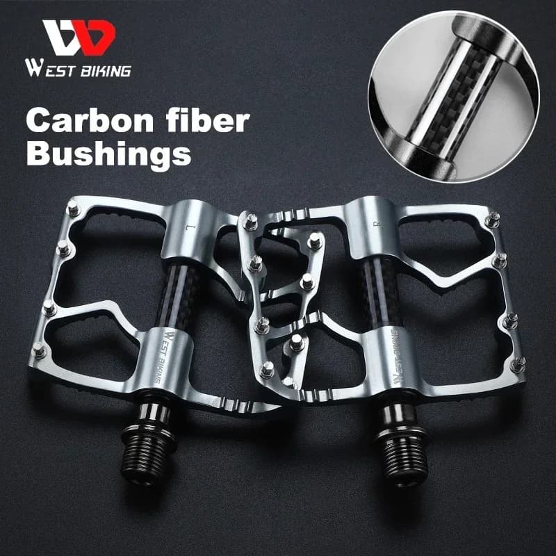 WEST BIKING Pedali per bicicletta con tubo in fibra di carbonio MTB BMX Bici da strada Poggiapiedi per ciclismo Pedale leggero con 3 cuscinetti in lega di alluminio CNC