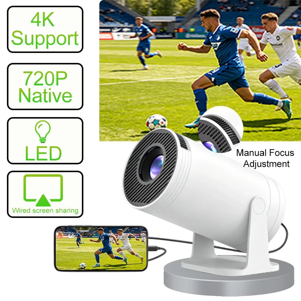 MAOHUTER X300 Projector Wired Cast for Android&iOS 4K Decode Native 720P AV/MicroSD/5V/USB/HDMI/3.5mm Ports Home Theater Project