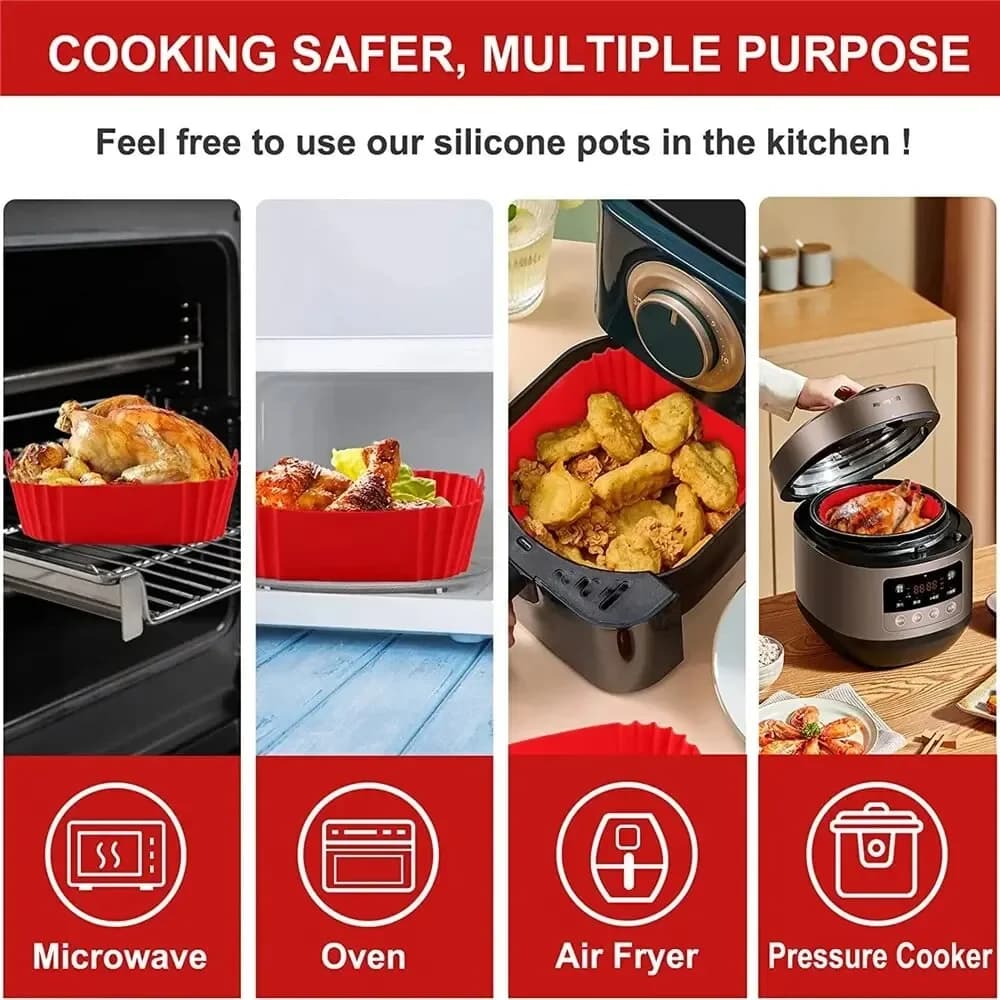 1 Piece Silicone Cover for Air Fryer, Non-stick, Reusable, Easy to Clean, Pizza Canvas, Oven Kitchen Accessories
