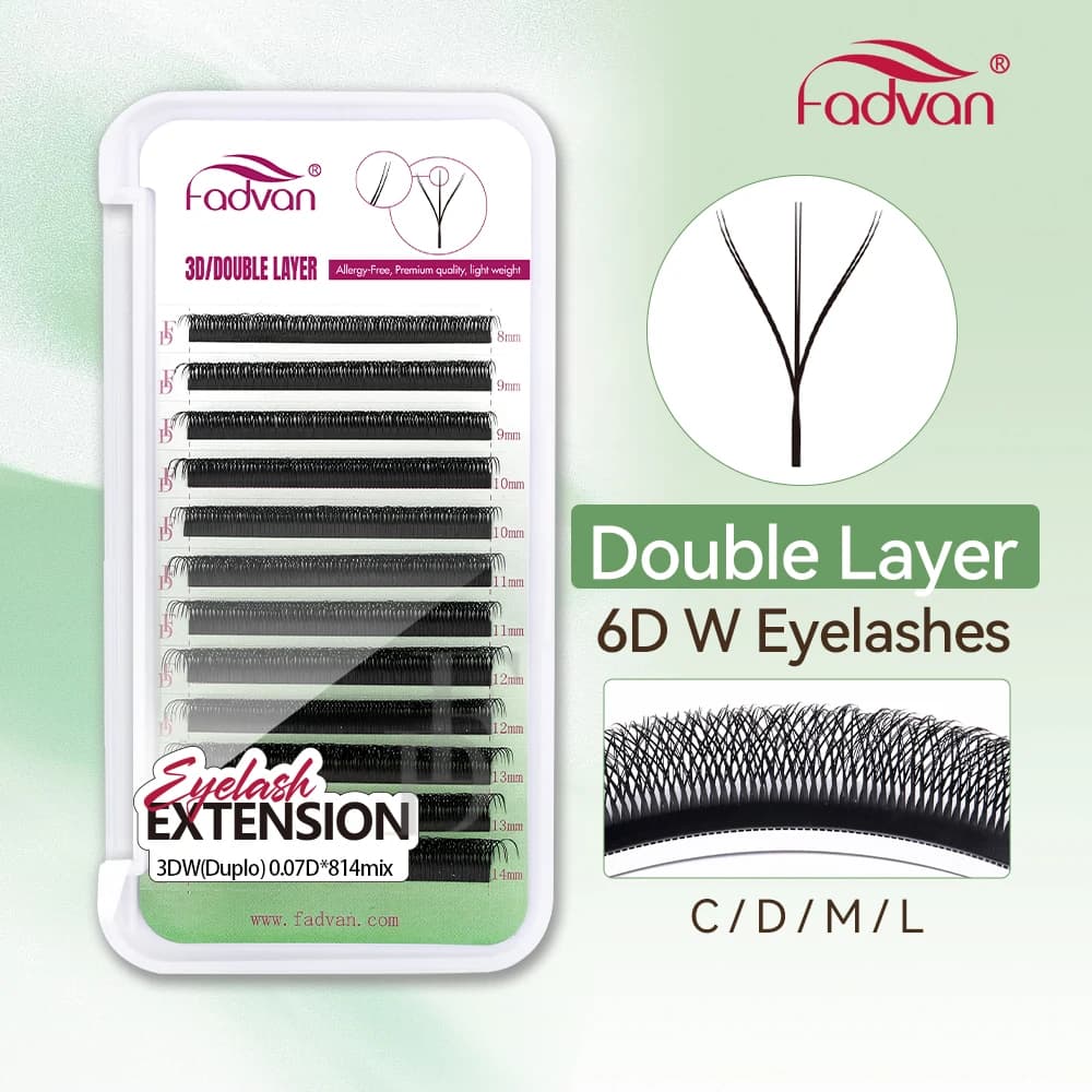 FADVAN 6D-W-shaped eyelash extension (double 3D tips) Eyelash extensions for prefabricated fans with automatic flowering