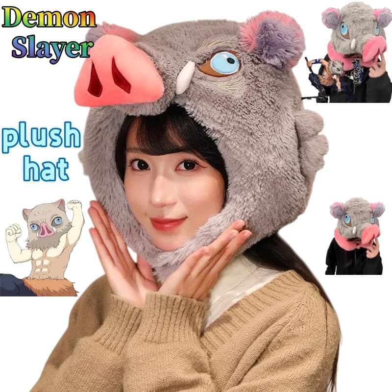 Cappello Demon Slayer Simpatico cartone animato Personalizzato alla moda Kawaii con cappuccio Copricapo caldo Cuscino per pisolino Regalo per amici in vacanza