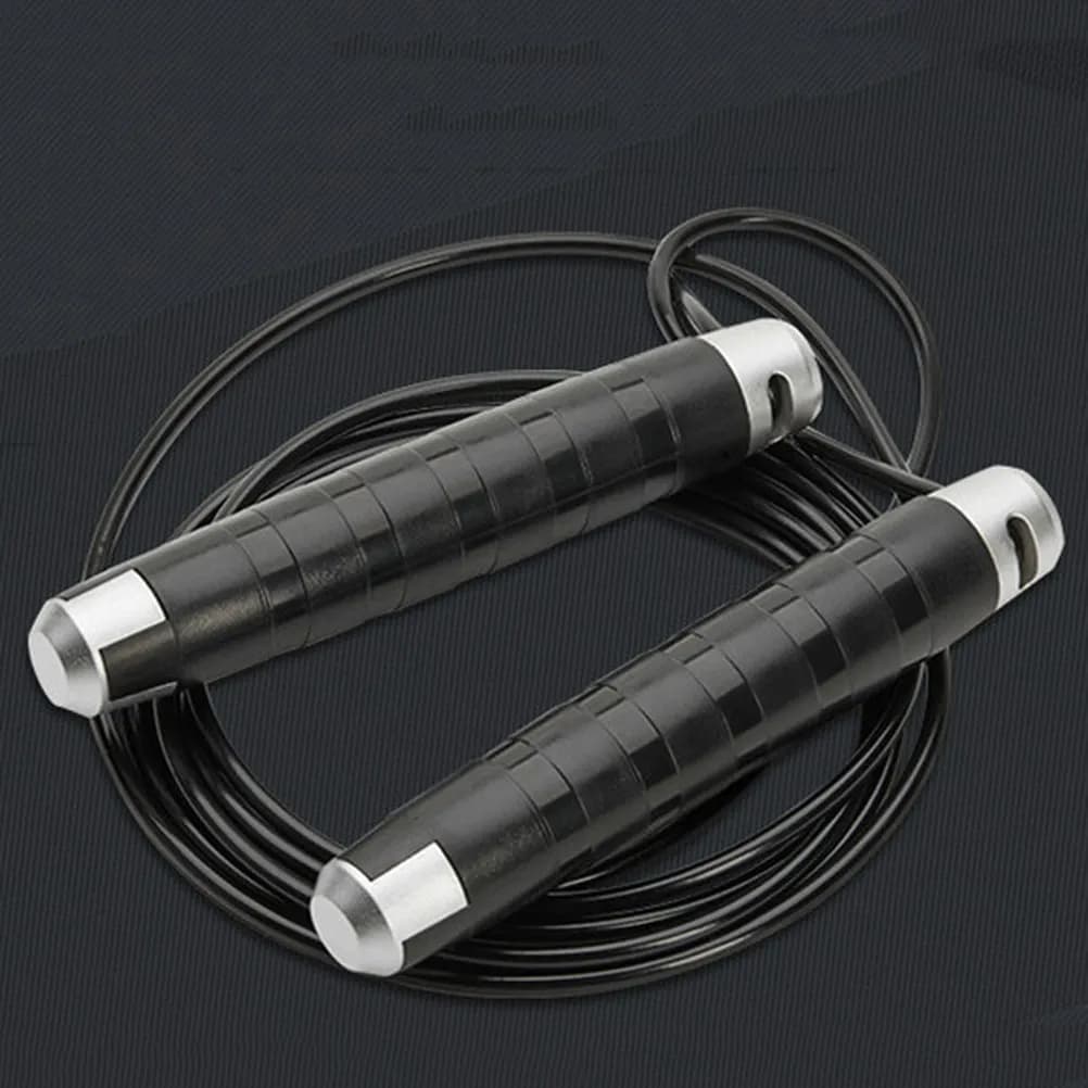 Black Steel Cable Jump Rope Bearing System Ergonomic Handles Gym Workout Fitness Skipping Rope for Speed Agility
