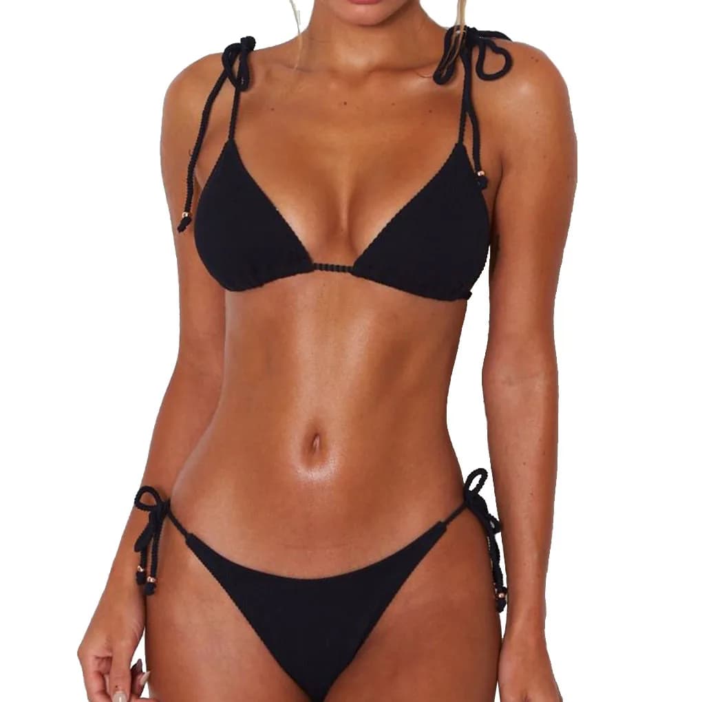 2 pezzi/set bikini traspirante costumi da bagno delicati sulla pelle costume da bagno portatile leggero abbigliamento da spiaggia per giallo XL